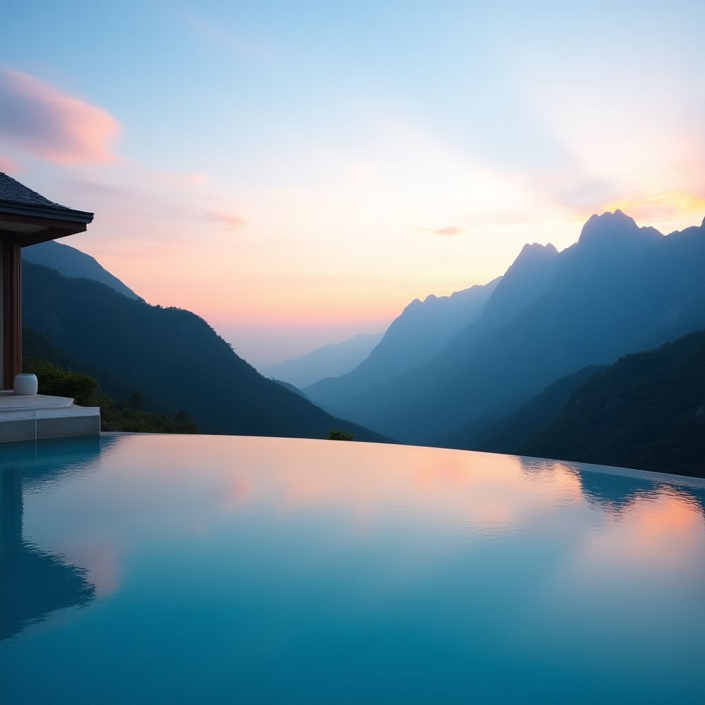 Piscine à débordement avec vue panoramique