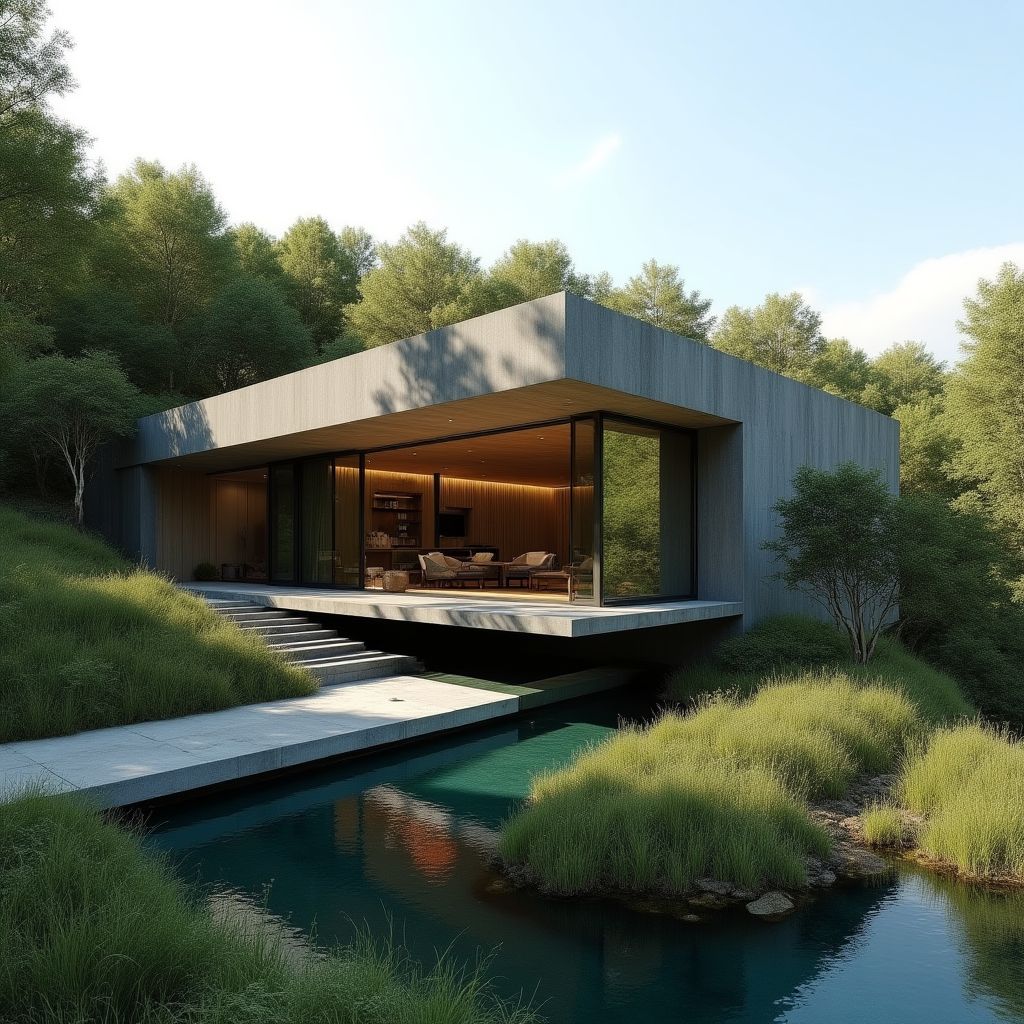 Villa minimaliste dans environnement naturel